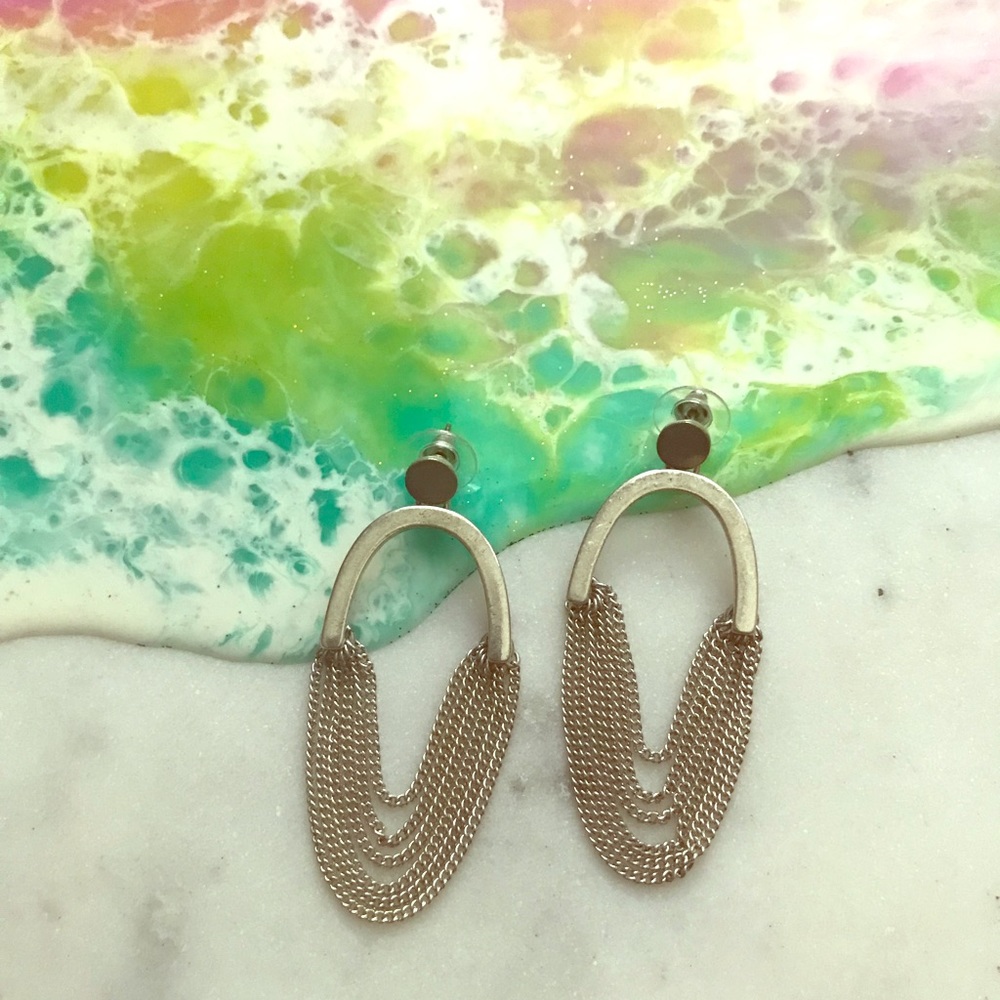 💥LAST ONE!💥Brushed Silver Tone Chain Earrings